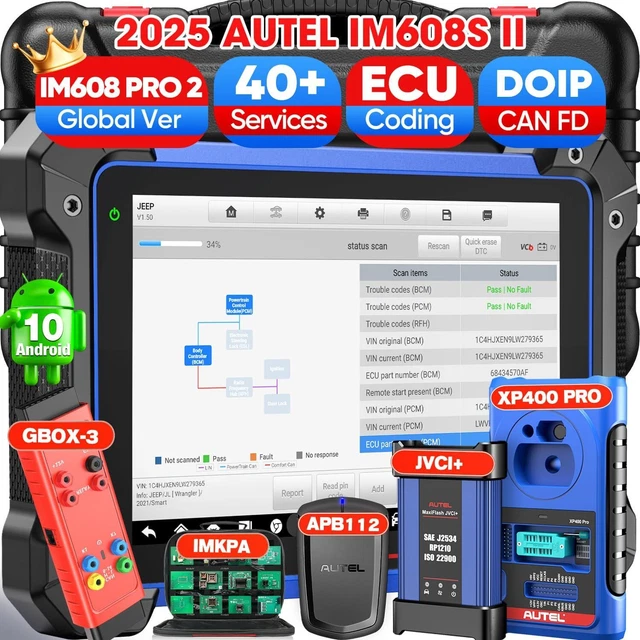AUTEL IM608 II PRO MaxiSys Ultra Elte ECU key Programming + G-BOX3 ...