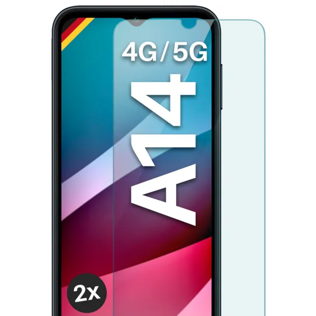 2x Echt Glas für Samsung Galaxy A14 (4G/5G) Panzerfolie HD Premium Displayschutz