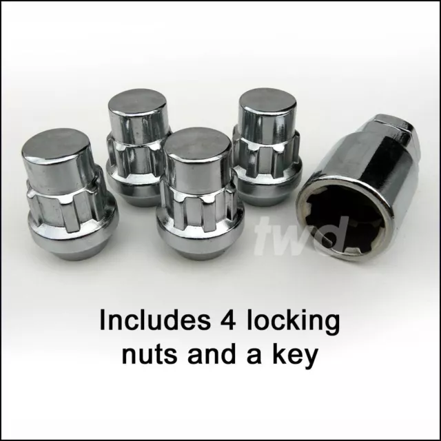 4 x COMPATIBLE ALLOY WHEEL LOCKING NUTS FOR FORD FIESTA (M12x1.5) LUG BOLT [V0b] 2