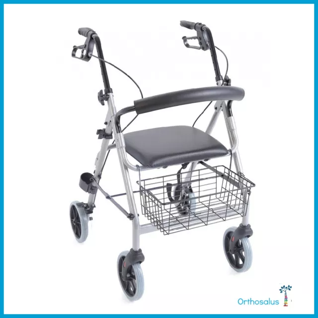 DEAMBULATORE GIRELLO PIEGHEVOLE 4 ruote rotelle con freno per anziani  disabili EUR 150,00 - PicClick IT