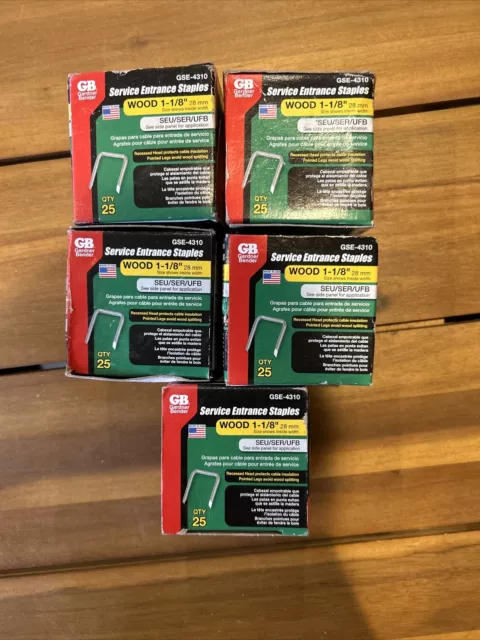 GB GSE-4310 Steel Service Entrance Cable Staple, 1⅛ x 1⅜ In, 25 Pk. 5 Boxes 125