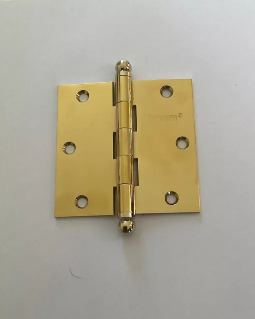 SOLID BRASS Bravura 3.5" x 3.5" Square Door Hinge PVD Brass - No Rust