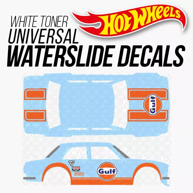 1/64 Scale GULF RLC 510 Custom White Toner Universal WaterSlide Decal Hot Wheel