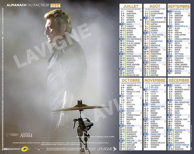 CALENDRIER JOHNNY HALLYDAY En Concert La Poste 2024 Almanachs £9.45