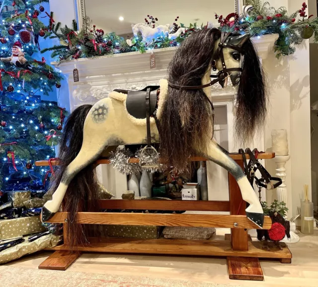 J. Collinson & Sons Of Liverpool Bespoke Wooden Dappled Rocking Horse. Restored