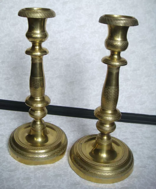paire de bougeoir chandelier candélabre bronze doré XIX restauration charles X