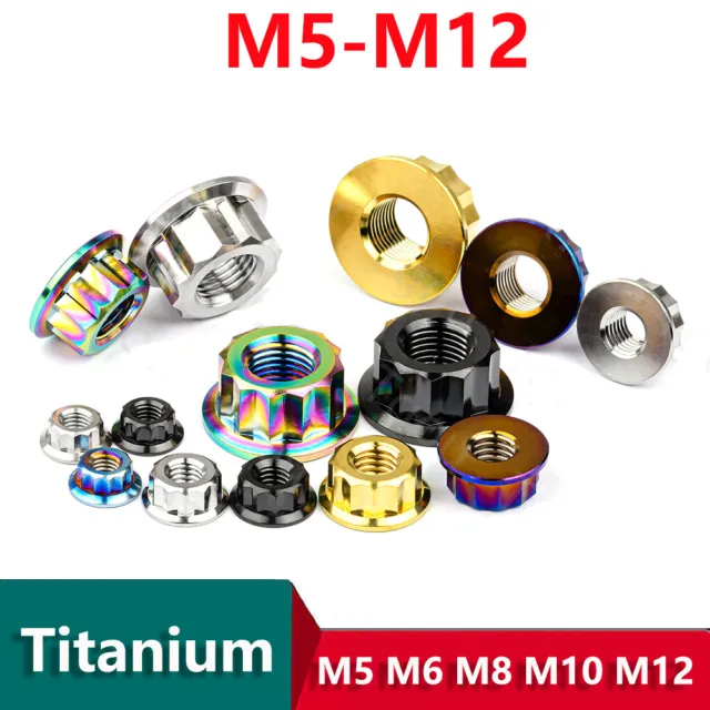 Titanium 12 Point Flange Nuts Hex Nut M5 M6 M8 M10 M12 for Motorcycle Decoration