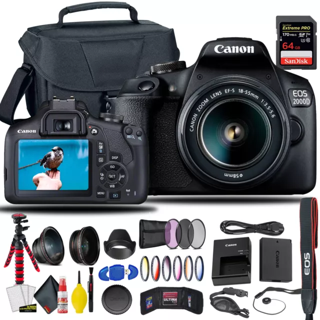 Canon EOS 2000D / Rebel T7 DSLR Camera With 18-55mm Lens +  Sandisk Extreme Pro
