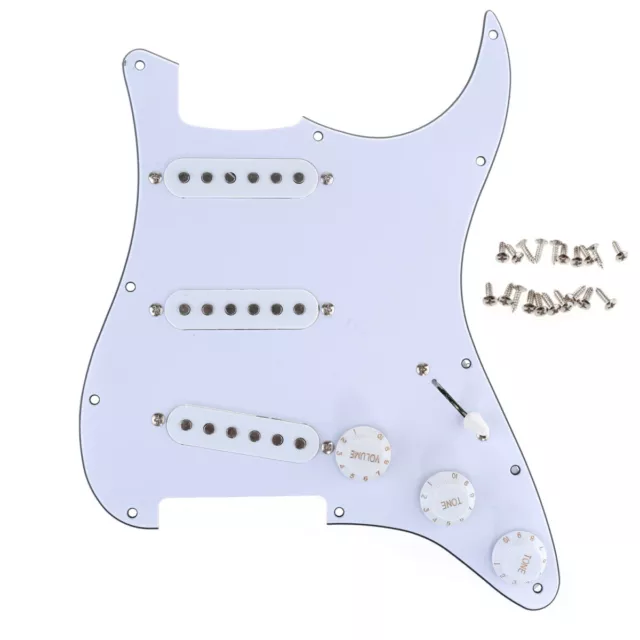 Musiclily 3Ply White SSS Prewired Pickguard Set For Fender Squier Strat Guitar