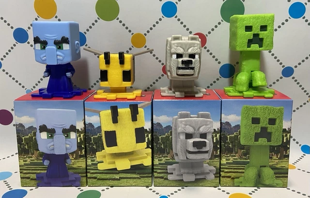 4X MCDONALDS MINECRAFT Movie Happy Meal Toys Creeper Bee Wolf Evoker ...