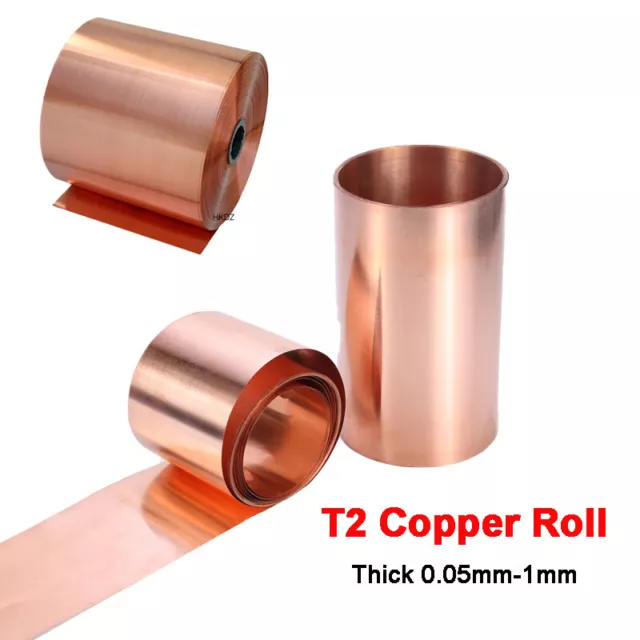 T2 Reine Kupferblechrolle Metallfolie dünne Platte Kupferplatte Dicke 0.05mm-1mm