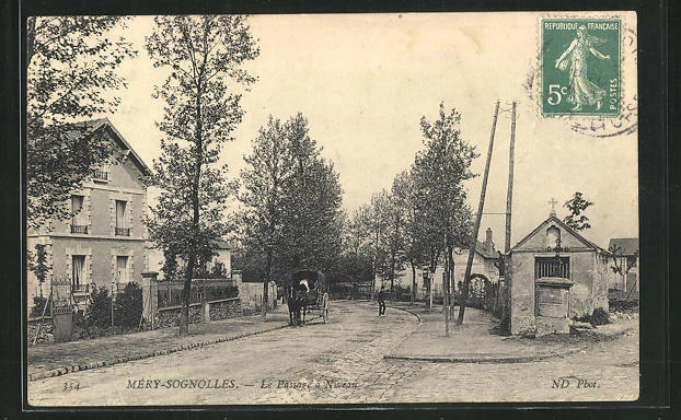 CPA Méry-Sognolles, Le Passage a Niveau 1908