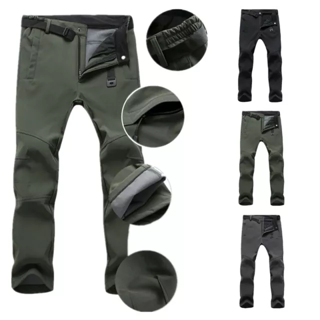 Mens Outdoor Pants Winter Windproof Waterproof Trousers Thermal Fleece Hiking  1