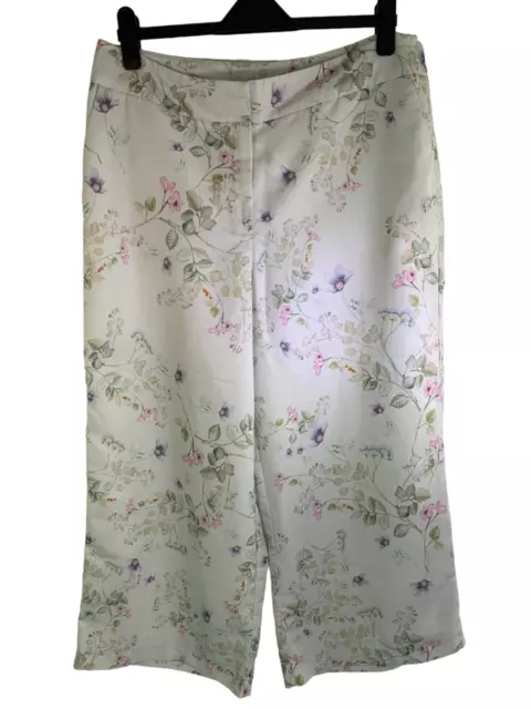 Very Classic Pastel Floral Pattern Ladies Wide Leg Culottes Trousers Size 16