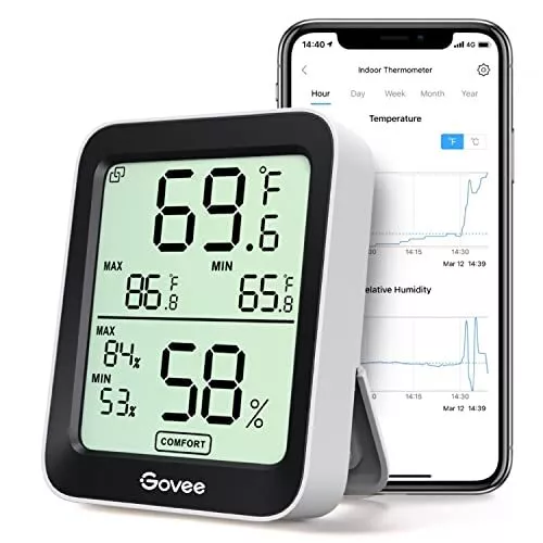 Hygrometer Thermometer H5075, Bluetooth Indoor Room Temperature Monitor