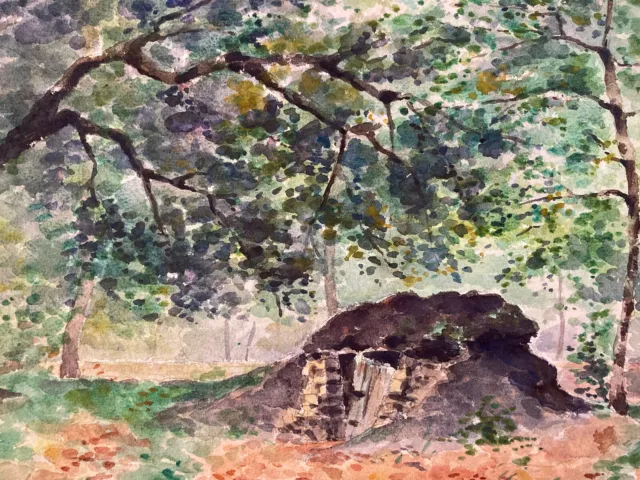 Pintura De La Acuarela Post Impresionista Bosque fontainebleau 1901 Para