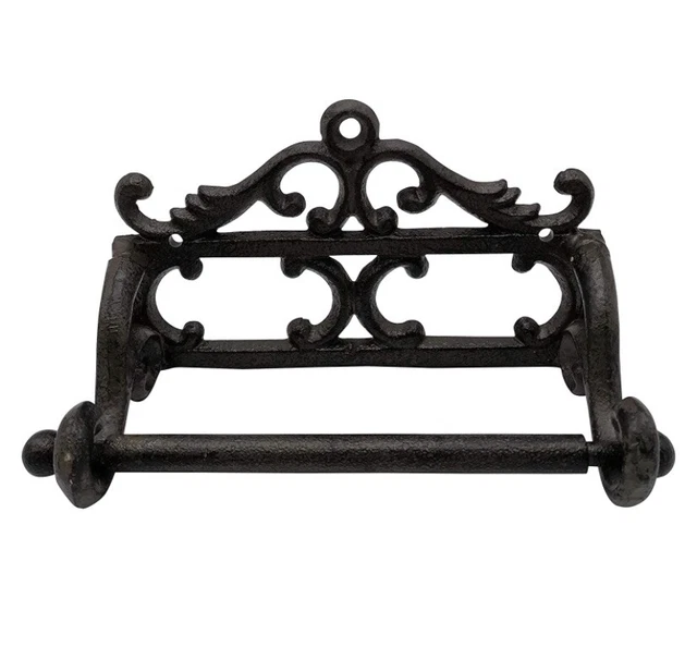 5" Cast Iron Tissue Holder Aged Old Fashioned Black Antique Vintage Toilet Paper