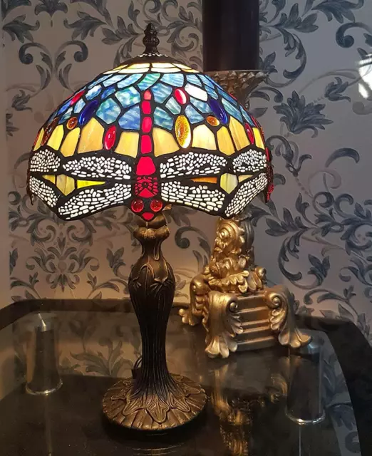 Dragonfly Tiffany Style Stained Glass Table Lamp 10" - Perfect Christmas Present