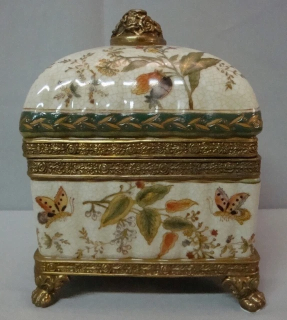 Box Jewelry Butterfly Art Deco Style Art Nouveau Style Porcelain Bronze