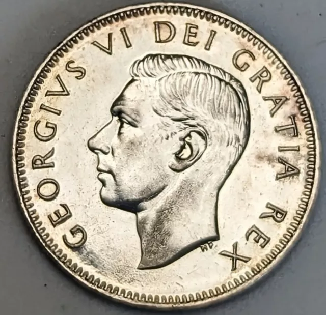 1949 Canada 25 Cents Silver Blazing White Brilliant Uncirculated Wowza!