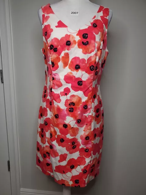 Rafaella Weekend Peony Print Floral Shift Dress Size LARGE L Summer Day Wedding