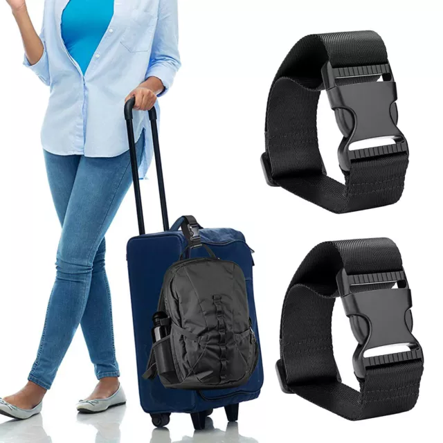 Black Travel Luggage Set Attachment Strap - Add a Bag Suitcase Belt (19" x 1.5")