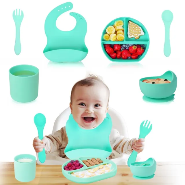 Baby Feeding set 6pcs  Essentials: (baby bowl/bib/fork/ spoon /sippy cup /plate)
