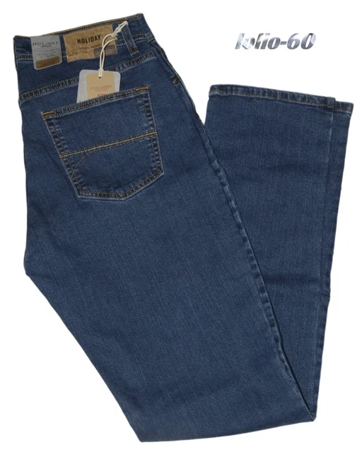 Jean Homme Extensible Coupe Régulière | Taille 46 à 62, Bleu Foncé, Fabriqué En Italie