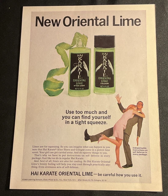 1968 Original Hai Karate Oriental Lime After Shave And Cologne Print Ad