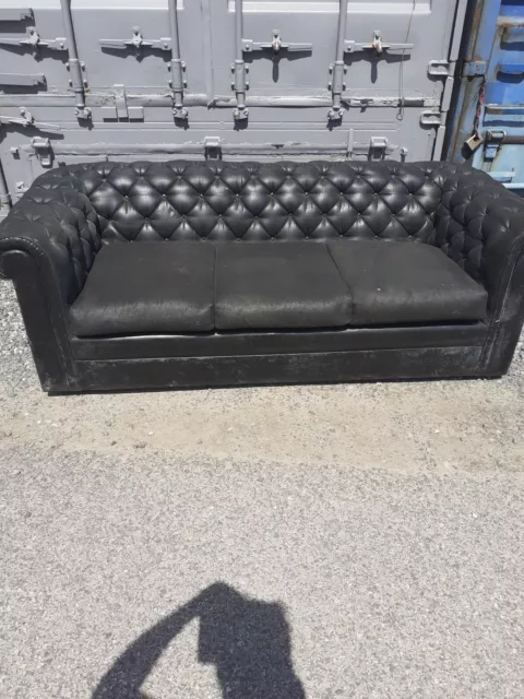 Vintage Black Chesterfield Sofa