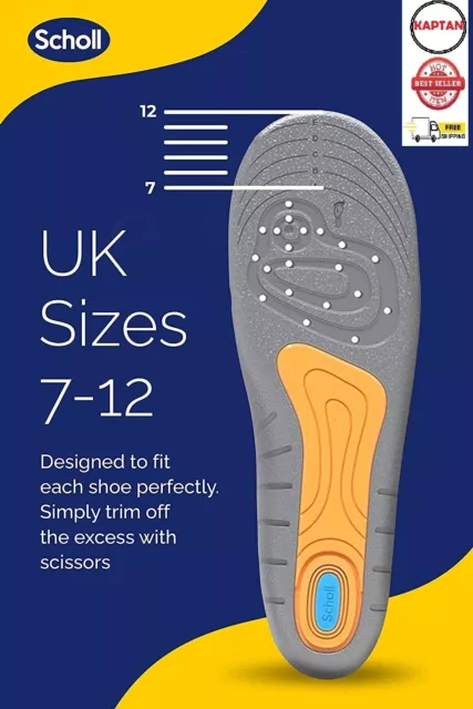 Scholl Insoles Gel Active Work For Men Anti Foot Fatigue Inner Soles UK 7 To 12 2