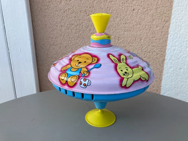Jouet ancien toupie en tôle sérigraphiée made in France