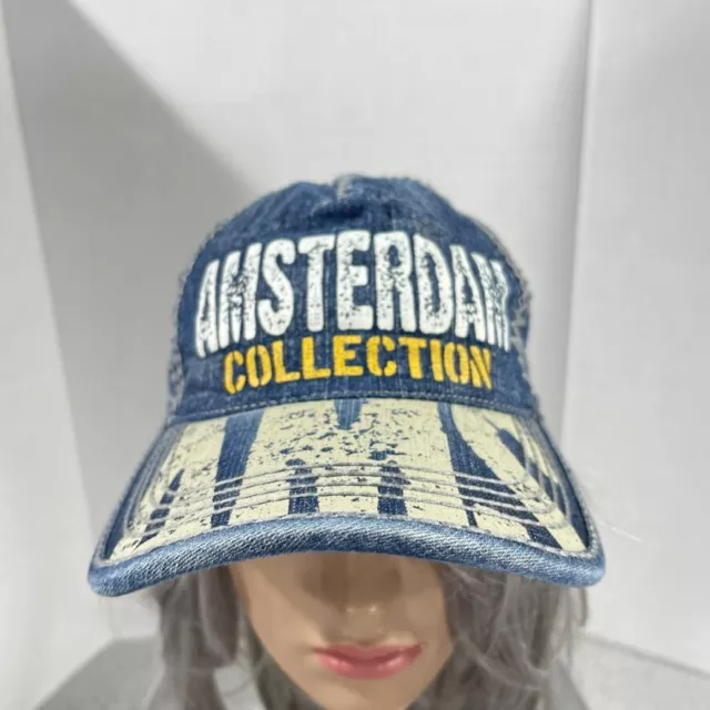 Robin Ruth Amsterdam Hat Cap Strap Back Blue Denim Jeans Collection 3D Logo Mens