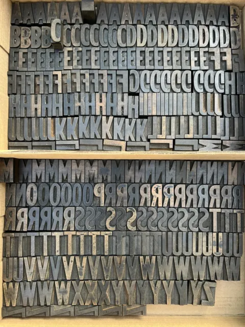 Antique Lot of 280 HAMILTON Letterpress Wood Type Alphabet 1-5/8" Typeface