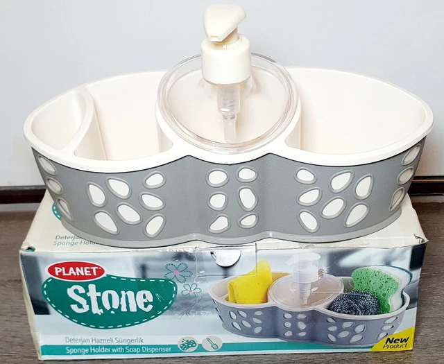 Sponge Bursh Holder Refillable Soap Dispenser Bath Kitchen Sink Tidy