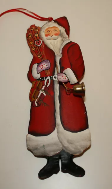 ⭐️ Baumschmuck Weihnachtsmann mit Glocke Nikolaus Metall Christbaum Figur Glocke