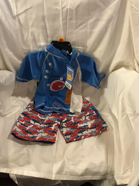boys swim trunks and swim shirt Hat 3 Piece Set New Size 2 Toddler Clothes