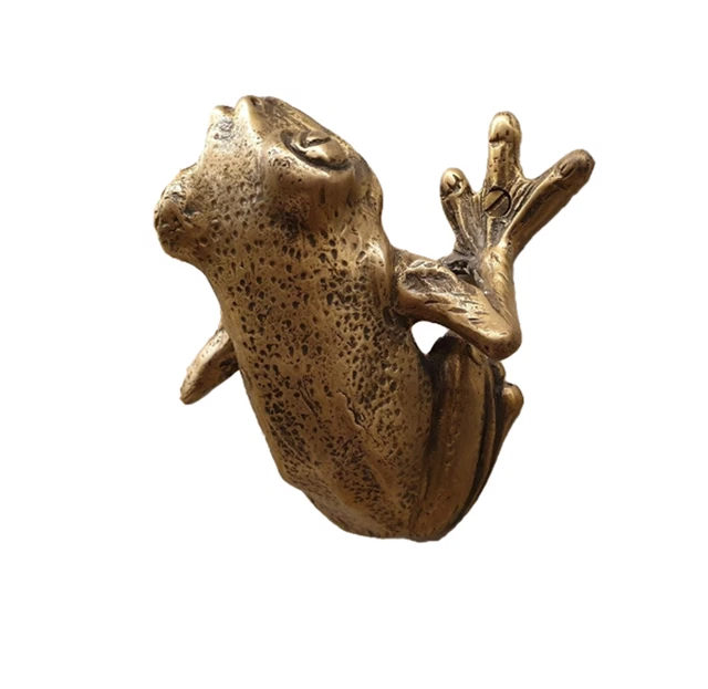Brass Drawer Handle Pull Knob Big Frog Figurine Door Cabinet Vintage Home Decor