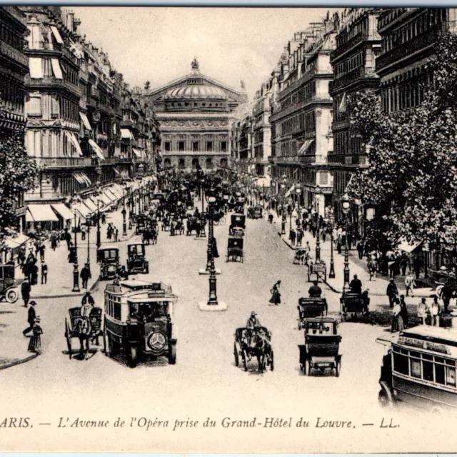 c1910s Paris, France Avenue de l'Opéra Photo from Hotel du Louvre Postcard A78