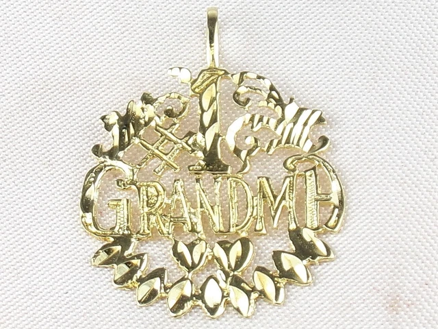 14k Yellow Gold .585 #1 GRANDMA" Fine Charm Pendant
