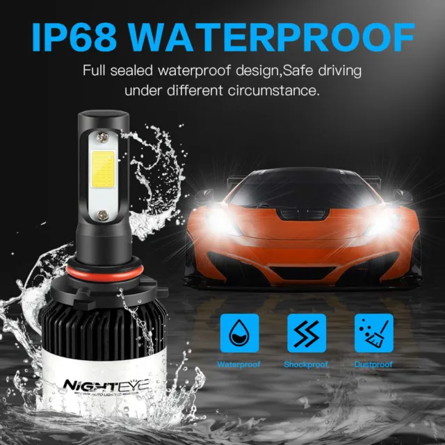 Nighteye 2x 9005 HB3 LED Phare de voiture Headlight Ampoule 72W 9000LM 6500K 3