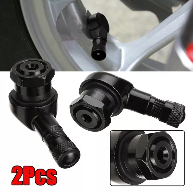 2 Pezzi 11.3mm Nero CNC Alluminio Moto Motocicletta Ruota 90 Gradi Valvola Gambo