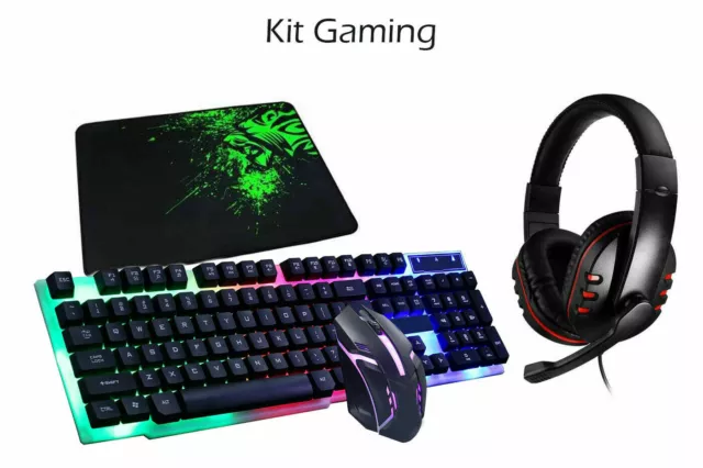 Kit completo gaming tastiera mouse cuffie tappetino 4 in 1 rgb gioco FO-D004