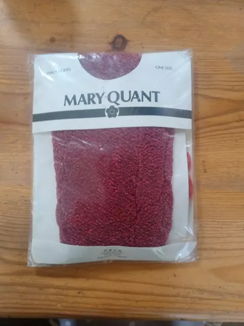 Collant vintage Mary Quant fantasia rosso metallizzato highball taglia unica Italia
