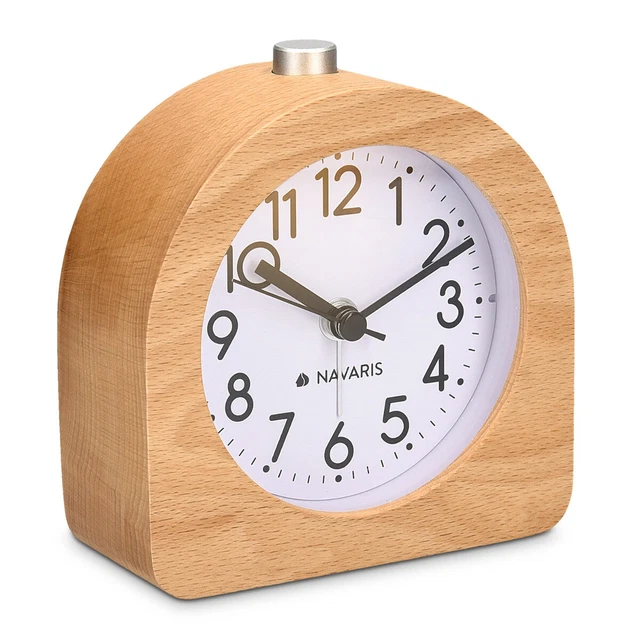 Sveglia analogica in legno silenziosa - orologio da tavolo vintage con snooze
