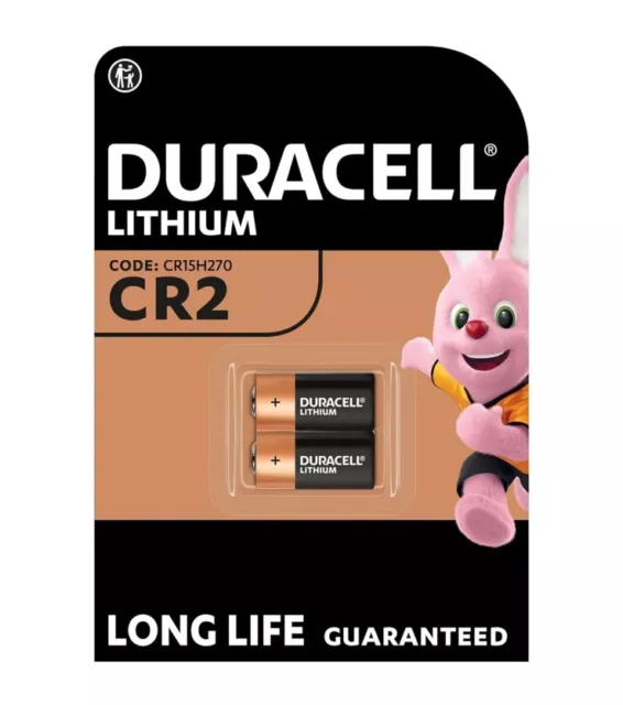 2 x Duracell CR2 Lithium Photo Batteries DLCR2 ELCR2 CR15H270 - 03/2031 Expiry!