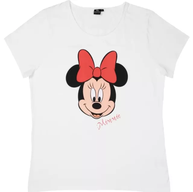 Damen T-Shirt weiß Größe M und L Minnie Maus Print Kurzarm Mickey Mouse Disney