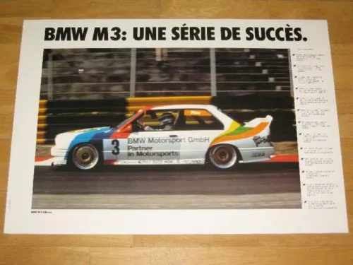BMW M3 E30 POSTER 24 - UNE SÉRIE DU SUCCÈS - ORIGINAL VINTAGE in MINT RAR