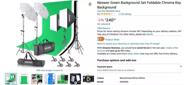 Neewer Green Background Set Foldable Chroma Key Background 2