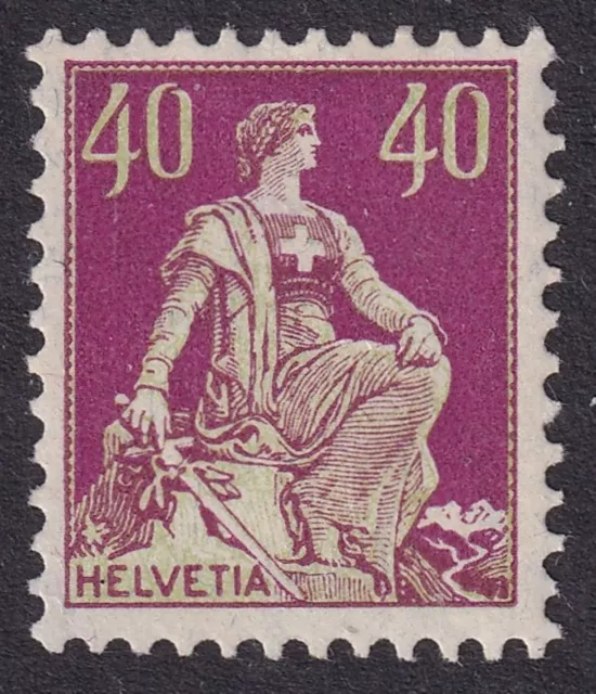 SWITZERLAND 1908-40 Helvetia 40c Orange-Yellow & Purple SG 239 MNH/** (CV £18)